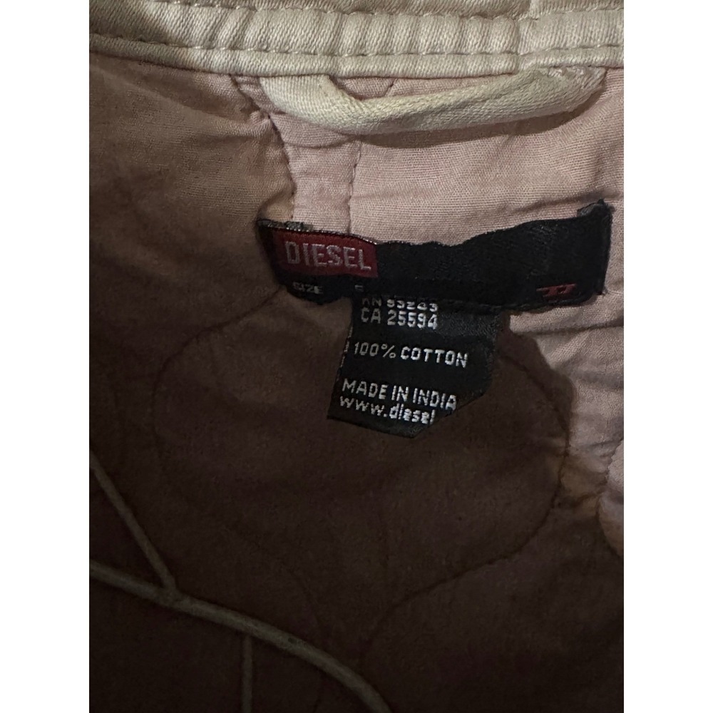 Vintage Diesel Womens Utility Jacket Tan Pink Raw Edge Cotton Distressed Size S - Picture 15 of 15